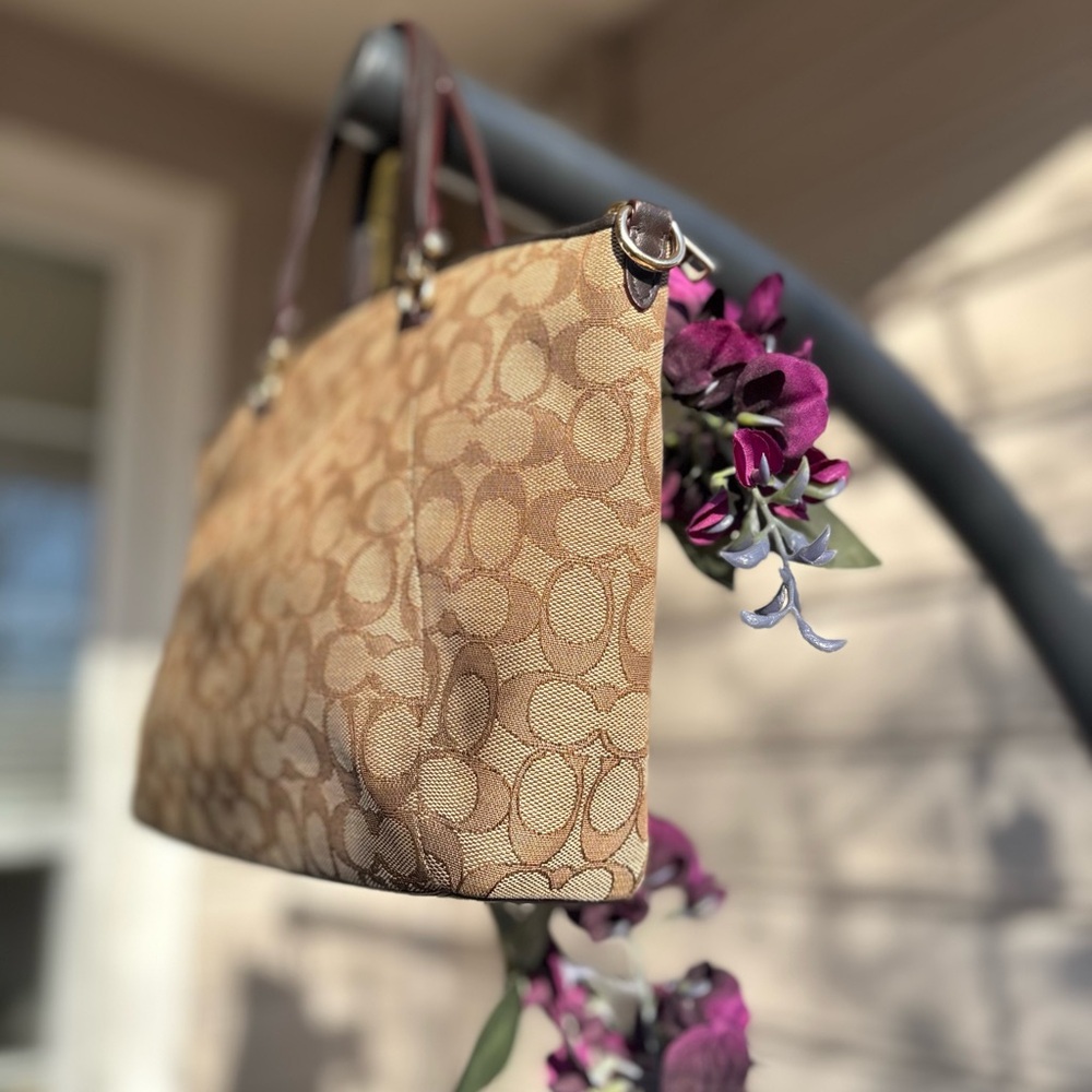 Coach Prairie Satchel in Signature Jacquard | 58875 | Brown Hangtag | GUC - Picture 5 of 11